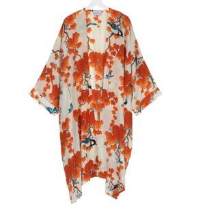 One Hundred Stars Royal Botanic Gardens O/S Open Jacket Floral Kimono Top NWT